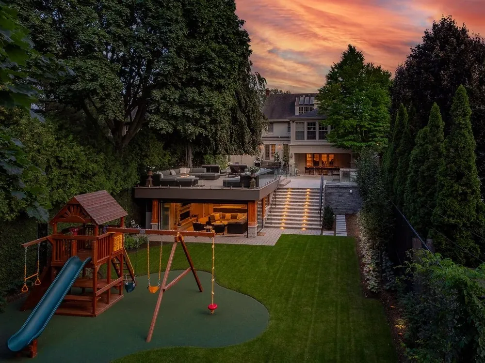 Twilight backyard playground